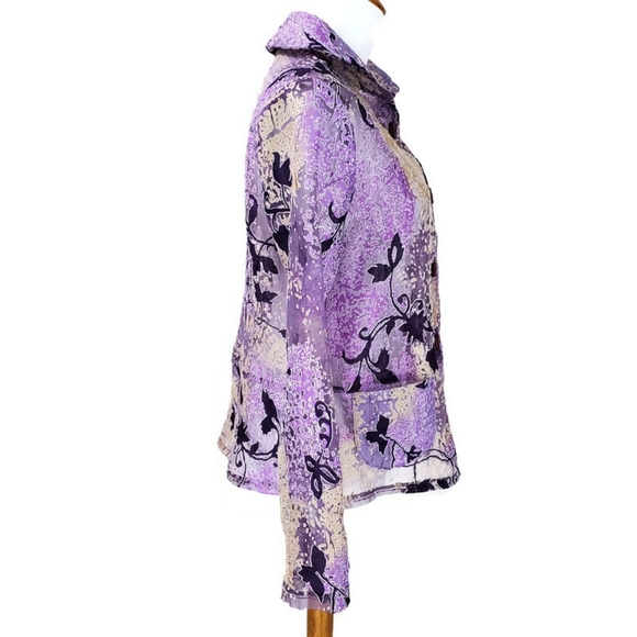 Trisha Tyler Top Blazer Jacket 3D Art To Wear Sheer Boho Cottagecore Quirky Sz S - Picture 4 of 13